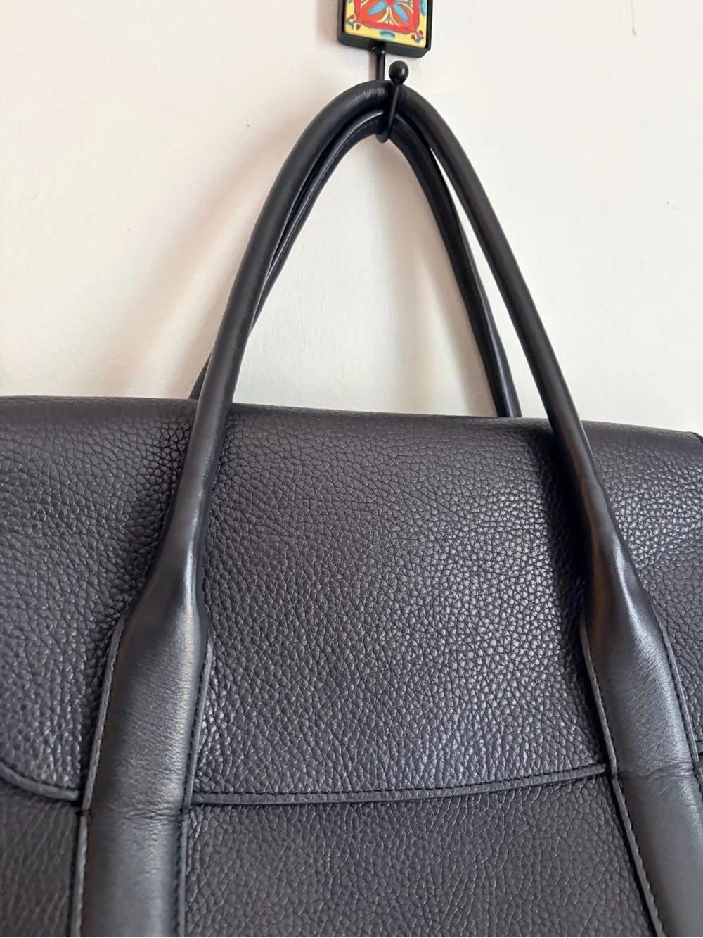 Cuyana Trapeze Black Leather Satchel Bag